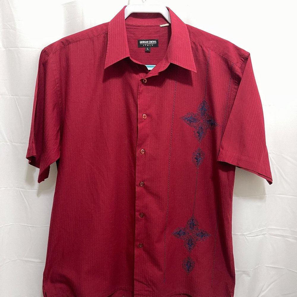 Giorgio Ebenni Men’s Shirt, Sz L, Maroon,   PEM21
